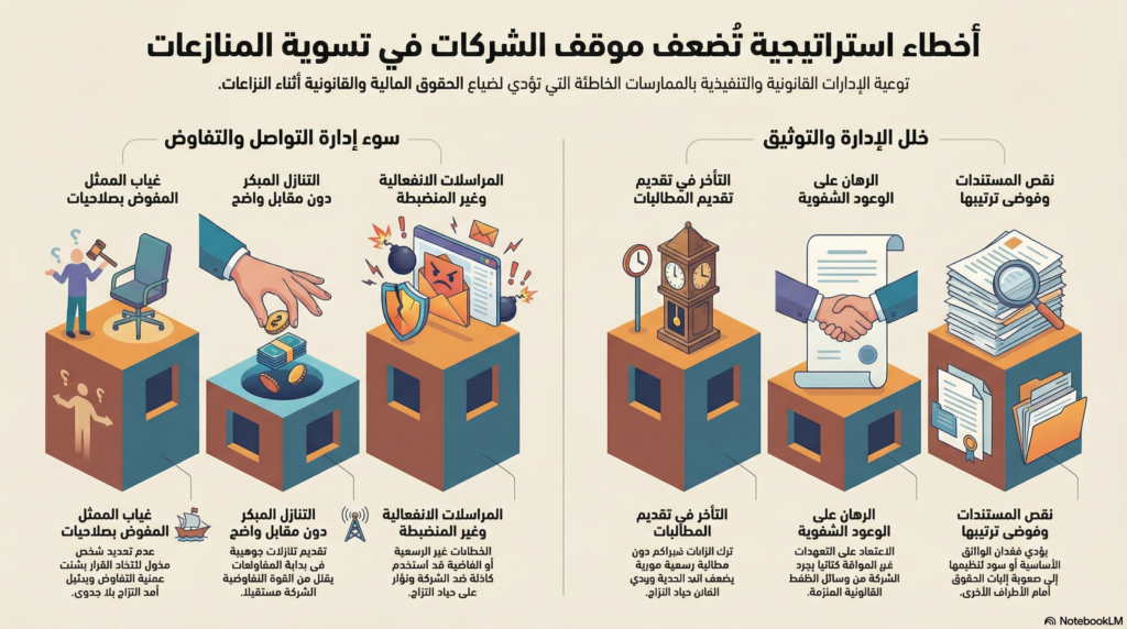 أخطاء شائعة تضعف موقف الشركة في تسوية المنازعات