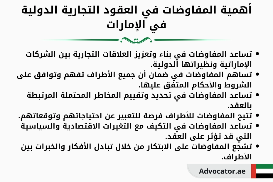 أهمية المفاوضات في العقود التجارية الدولية في الإمارات