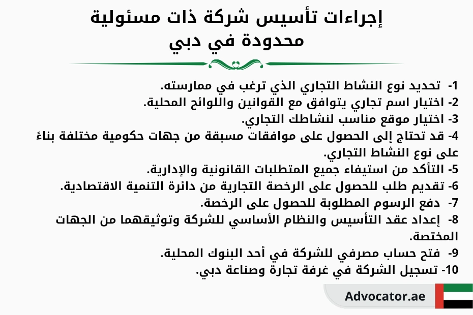 إجراءات تأسيس شركة ذات مسئولية محدودة في دبي