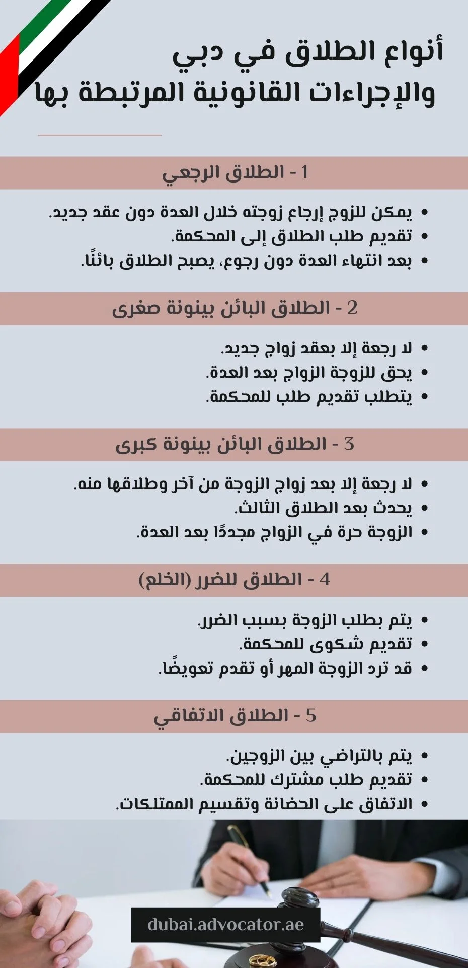 أنواع الطلاق في دبي والإجراءات القانونية المرتبطة بها