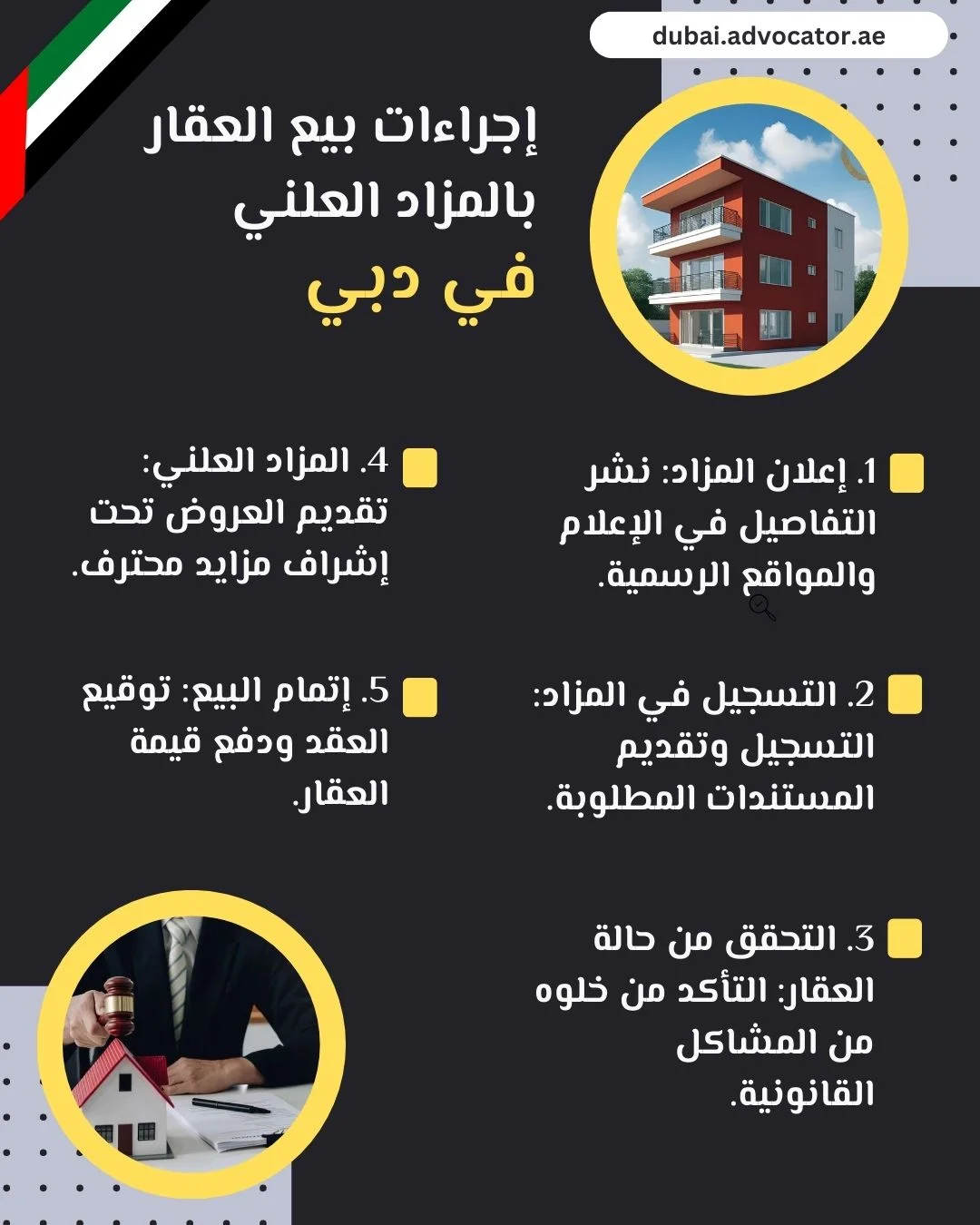 إجراءات بيع العقار بالمزاد العلني في دبي