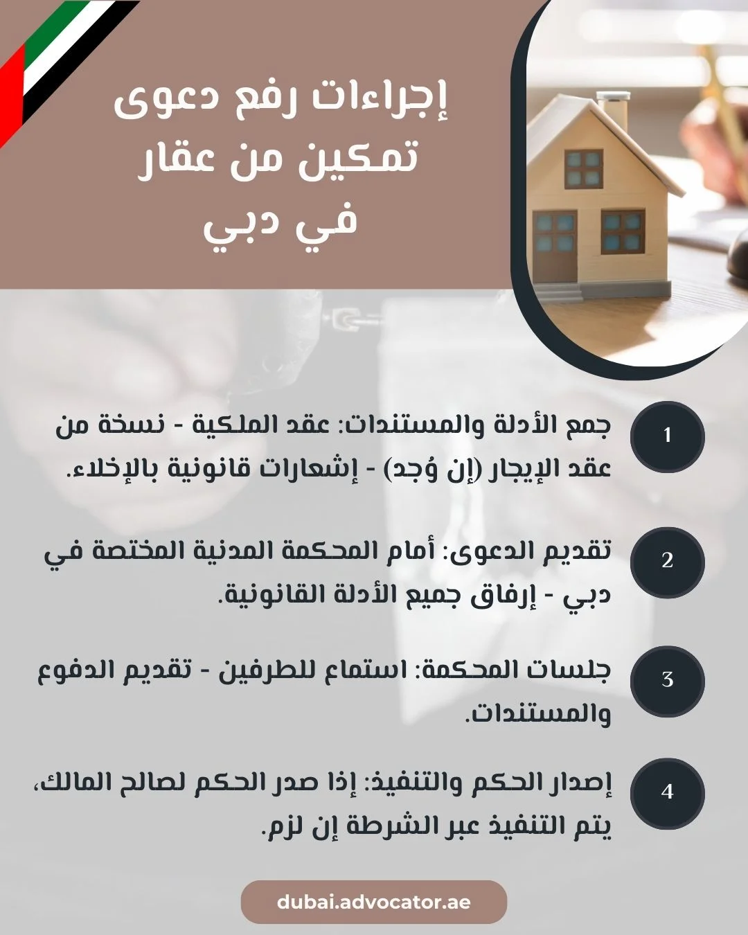 إجراءات رفع دعوى تمكين من عقار في دبي