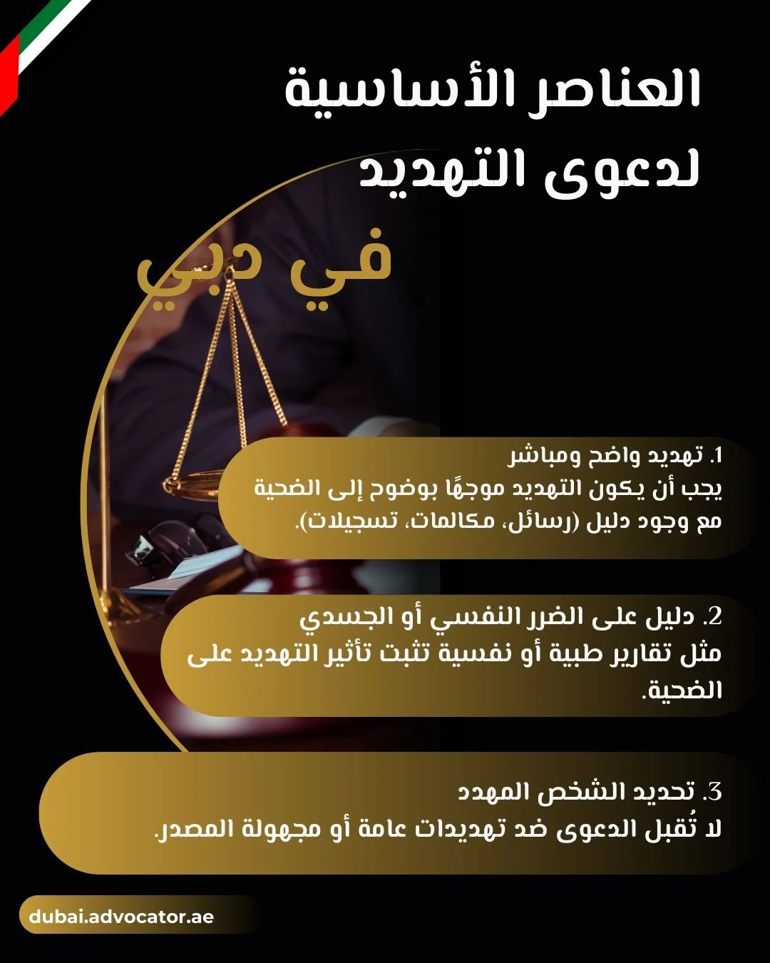 العناصر الأساسية لدعوى التهديد في دبي (1)