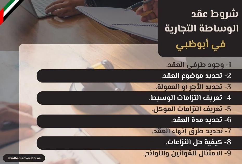 شروط عقد الوساطة التجارية في أبوظبي