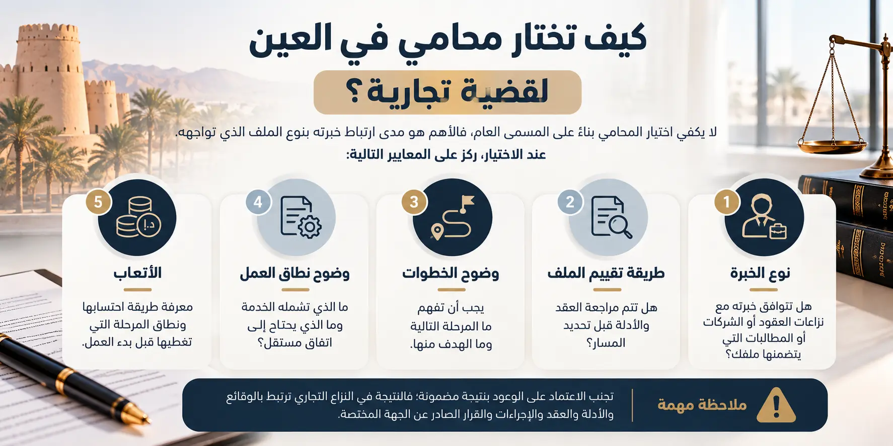 كيف تختار محامي في العين لقضيتك التجارية