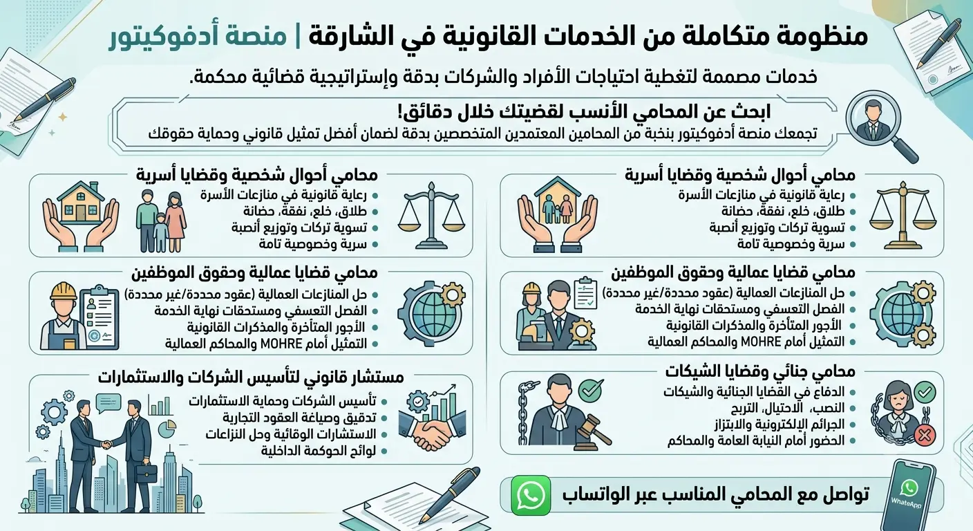 خدمات أدفوكيتور القانونية في الشارقة