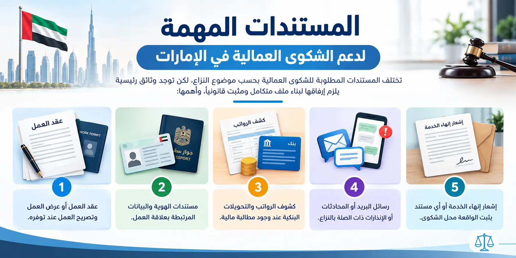 المستندات المهمة لدعم الشكوى العمالية في الإمارات