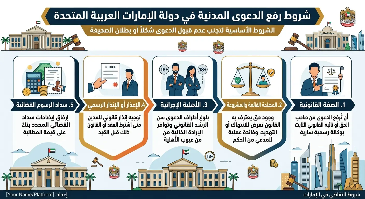 شروط رفع الدعوى المدنية في القانون الإماراتي