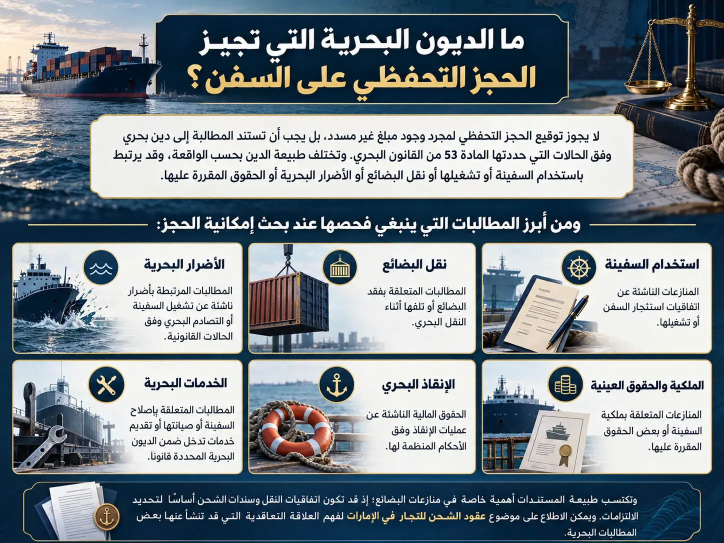 الديون البحرية التي تجيز الحجز التحفظي على السفن